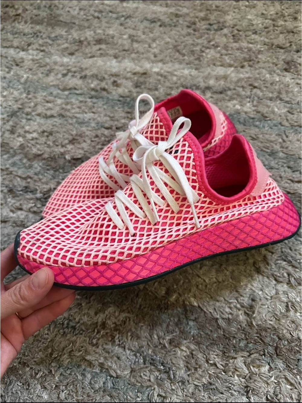 adidas Hot Pink Mesh Sneakers with White Overlay
